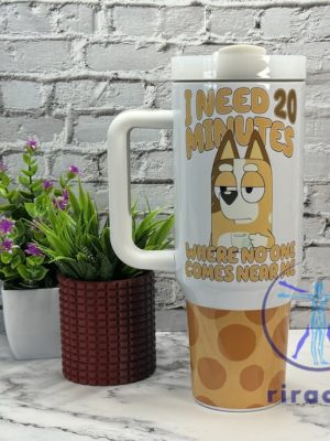 Bluey Heeler Dog Mum Cartoon I Need 20 Minutes Stanley Cup 40Oz Tumbler Gift For Mom Mothers Day Gifts Unique riracha 1 1