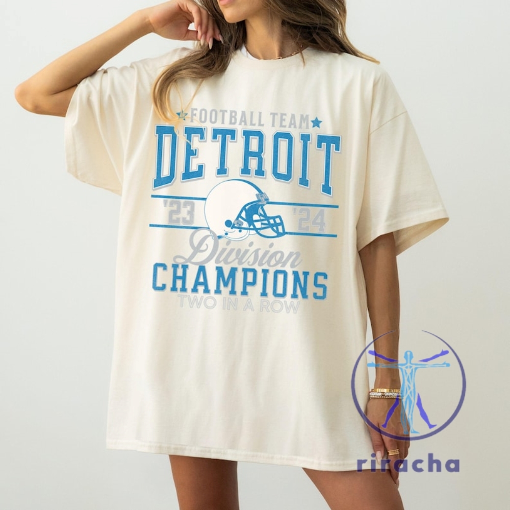 Detroit Lions Division Champs 2024 Unisex Tshirt Hoodie Sweatshirt Retro Lion Football Shirts Vintage Lion 2 In A Row Championship Tee Unique riracha 1