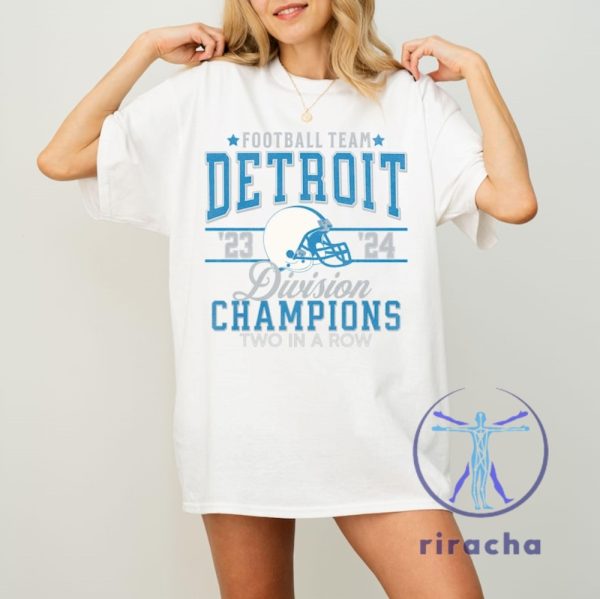 Detroit Lions Division Champs 2024 Unisex Tshirt Hoodie Sweatshirt Retro Lion Football Shirts Vintage Lion 2 In A Row Championship Tee Unique riracha 1 1