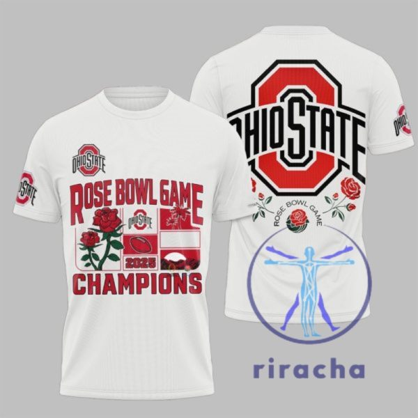 Ohio State Buckeyes Rose Bowl Game 2025 Champions 3D All Over Printed Tshirt Hoodie Sweatshirt Champs Tee For Fan Unique riracha 1 1