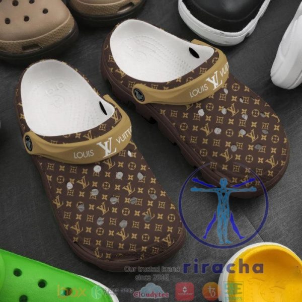 Louis Vuitton Brown Pattern Crocband Clog Shoes Crocs Footwear Gift For Mens Womens Unique riracha 1 1