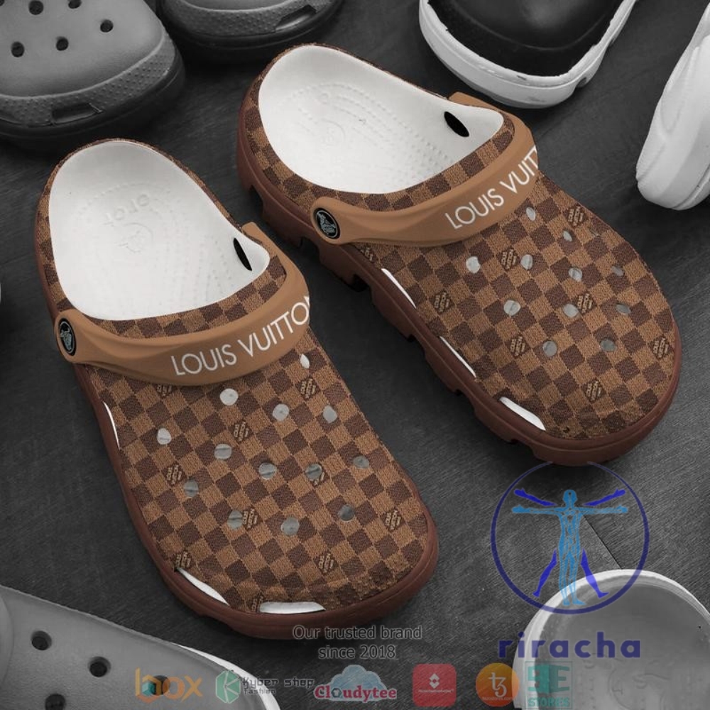 Louis Vuitton Damier Pattern Crocband Clog Shoes Crocs Footwear Gift For Mens Womens Unique