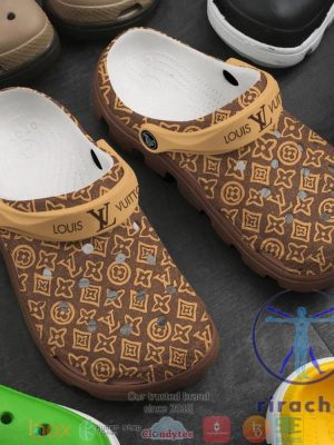 Louis Vuitton Luxury Brand Brown Pattern Crocband Clog Shoes Crocs Footwear Gift For Mens Womens Unique riracha 1 1