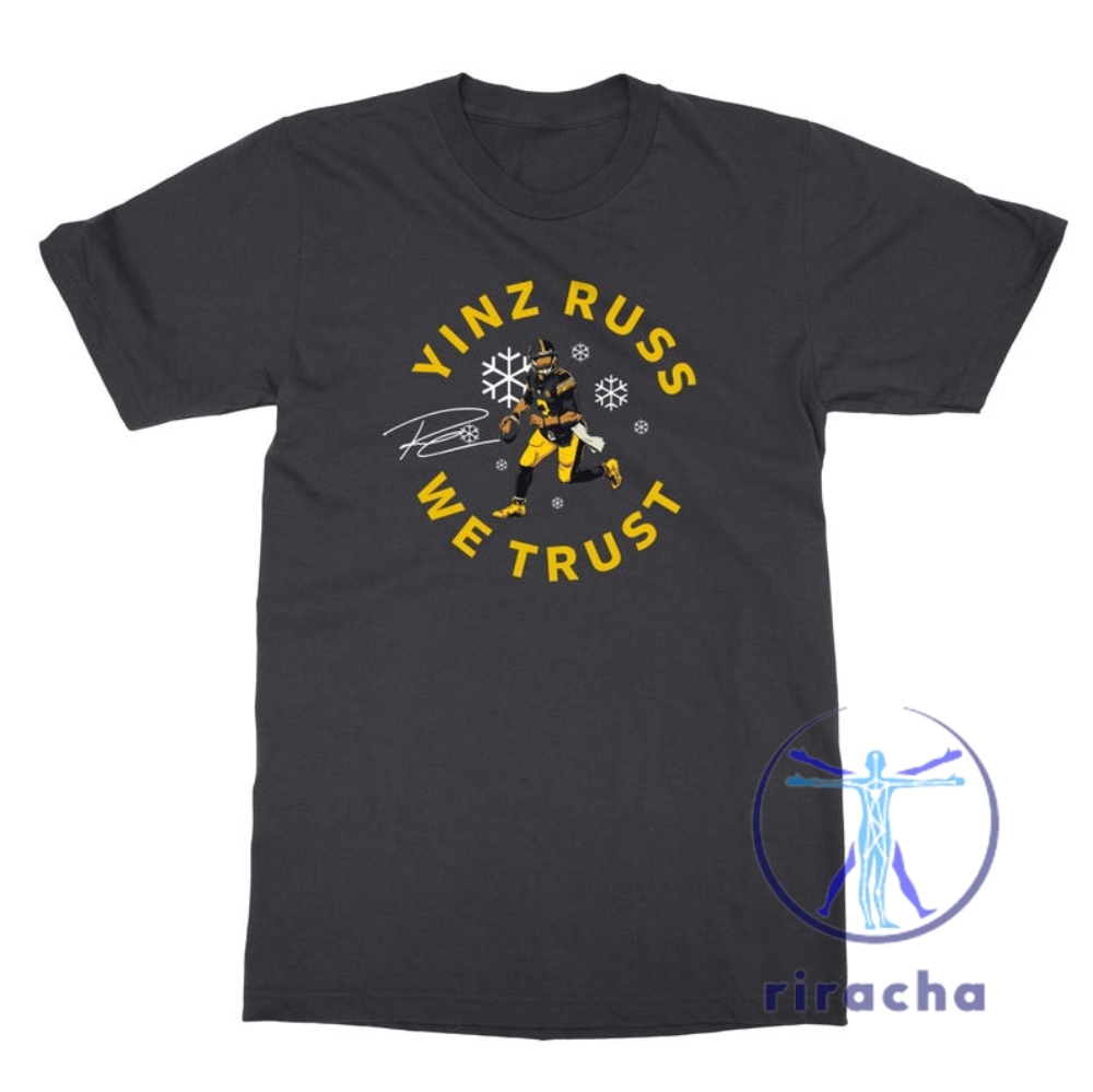 Pittsburgh Steelers Yinz Russ We Trust Russell Wilson Jersey Unisex Tshirt Hoodie Sweatshirt Tee Gift For Fan Sweater Crewneck Unique