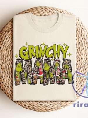 Grinchy Mama Christmas Sweatshirt Tshirt Hoodie Sweatshirt Cute Leopard Grinch Graphic Holiday Top Outfit For Mom Unique riracha 1 1