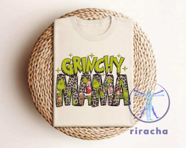 Grinchy Mama Christmas Sweatshirt Tshirt Hoodie Sweatshirt Cute Leopard Grinch Graphic Holiday Top Outfit For Mom Unique riracha 1 1