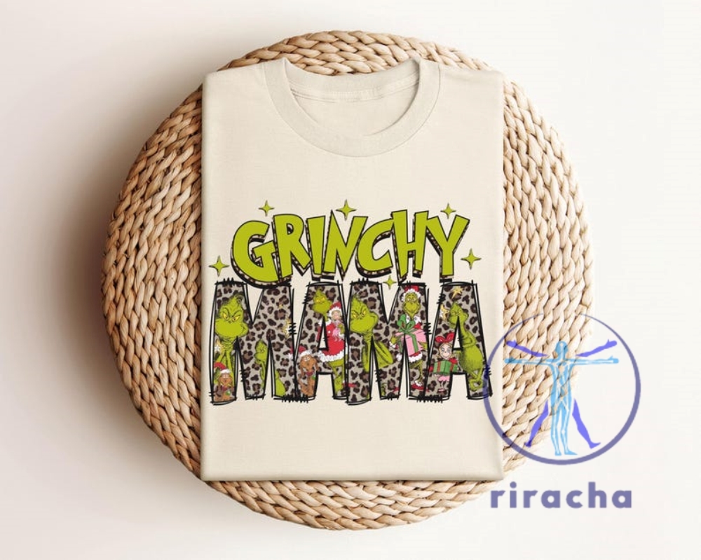 Grinchy Mama Christmas Sweatshirt Tshirt Hoodie Sweatshirt Cute Leopard Grinch Graphic Holiday Top Outfit For Mom Unique