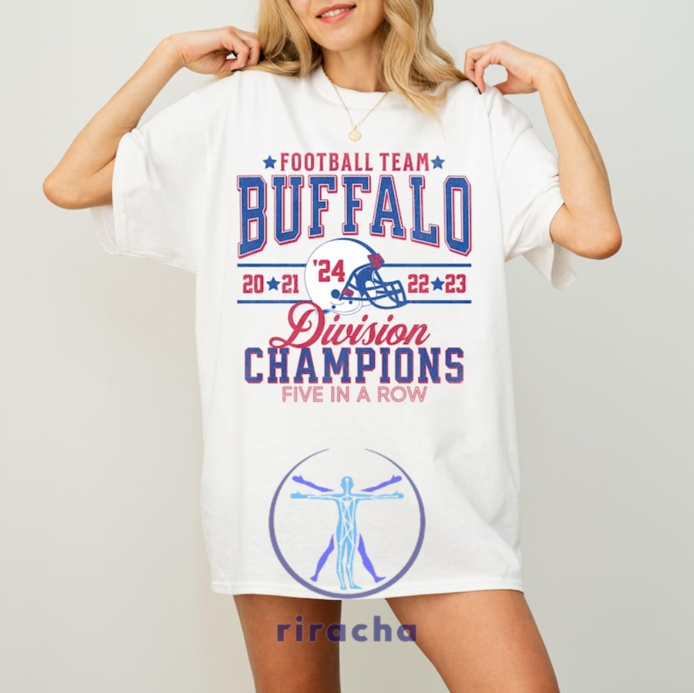 Buffalo Bills Team Division Champs 2024 Unisex Tshirt Hoodie Sweatshirt Tee Gift For Him Her Retro Vintage Bill 5 In A Row Championship Shirts