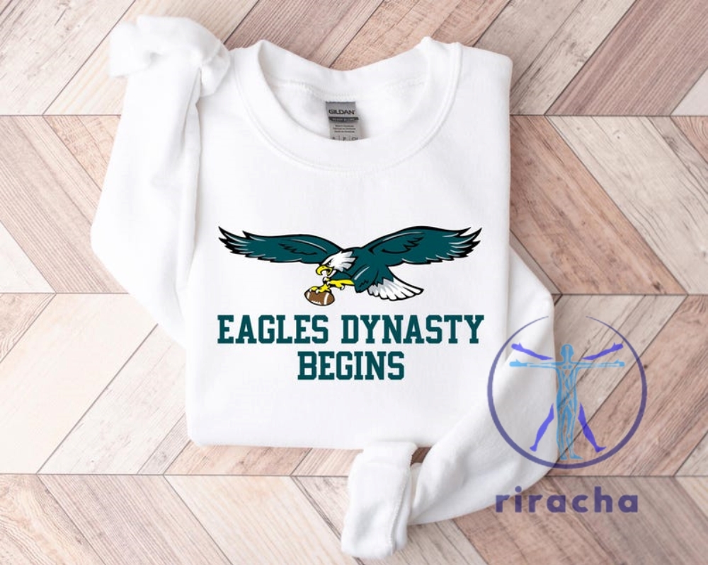 Eagles Dynasty Begins Sweatshirts Hoodie Tshirt Sweater 2025 Nfl Champs Crewneck Sweatshirts Trendy Super Bowl Winner Shirts