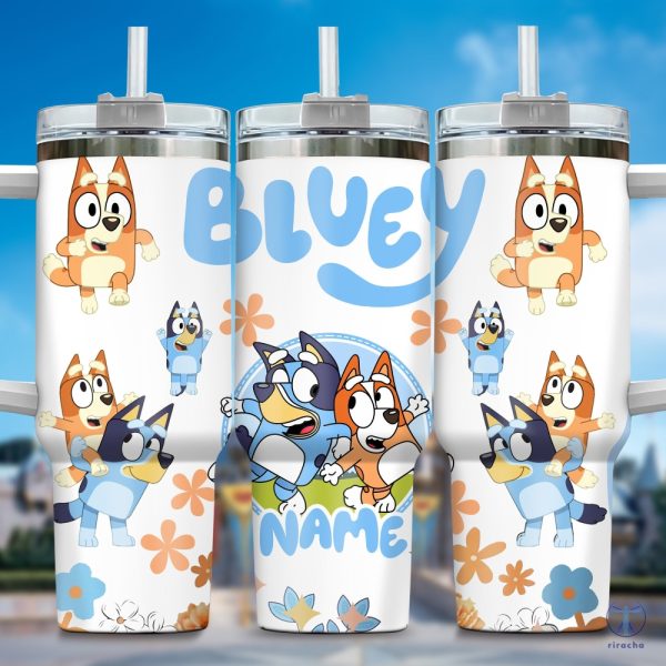 The Family Bluey Cartoon Custom Name Stanley Tumbler Cup Dupe 40Oz Gifts For Him Her Unique riracha 1