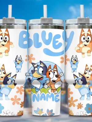 The Family Bluey Cartoon Custom Name Stanley Tumbler Cup Dupe 40Oz Gifts For Him Her Unique riracha 1 1