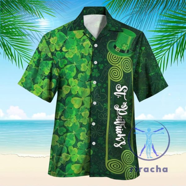 Happy St Patricks Day Hawaiian Shirt Button Up Aloha Shirts Green Lucky Hawaii Summer Gift For Fan Men Women Unique riracha 1