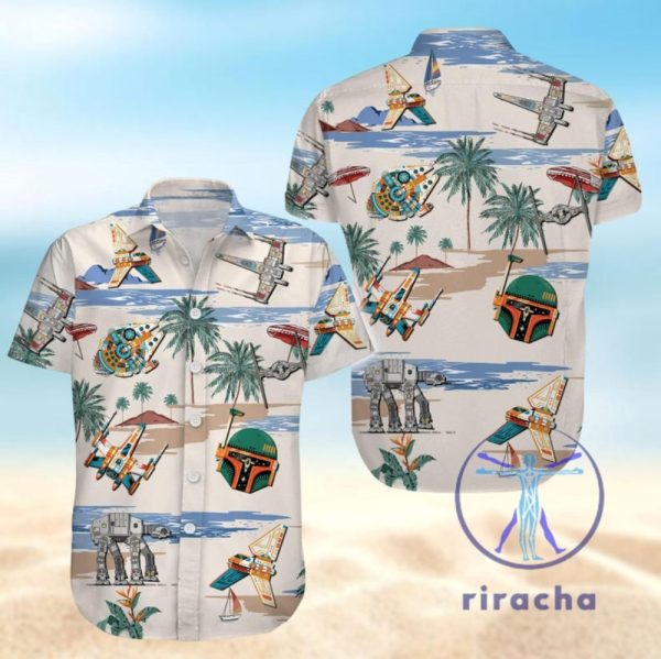 Star Wars Button Up Shirt Hawaiian Aloha Shirts At At Walker Beach Darth Vader Hawaii Gift For Men Women riracha 1