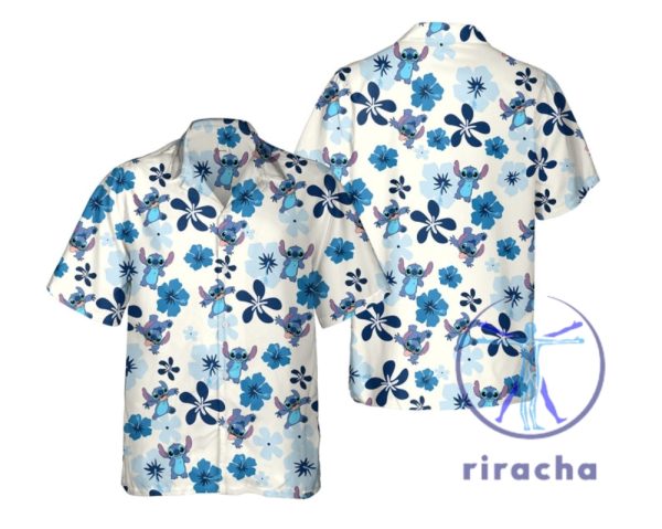 Retro Stitch Aloha Floral Hawaiian Shirt Lilo And Stitch Summer Beach Disney Hawaii Button Up Aloha Shirts Walt Disney World Gift Unique riracha 1