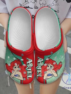 Ariel Little Mermaid Crocs Red And Clear Striped Disney Princess Clogs riracha 1 1