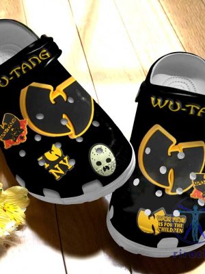 Wu Tang Clan Crocs Black And Yellow Hiphop Logo Crocband Clogs riracha 1 1