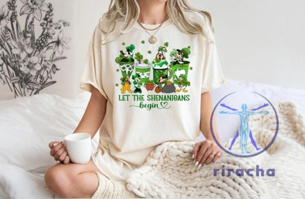 Disney St Patricks Day Coffee Shirt Featuring Mickey Mouse And Friends For Family Matching Outfits With St Patricks Day Theme And Disney Latte Design riracha 1