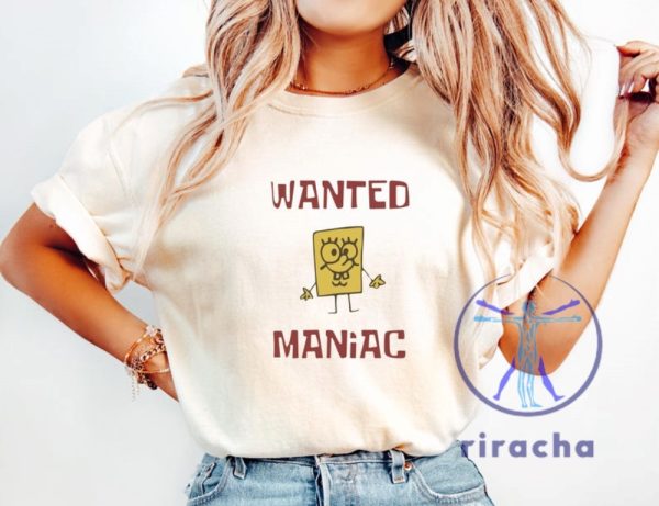 Shop Custom Nickelodeon Cartoon Sweatshirts And Shirts Featuring Spongebob Meme Wanted Maniac Design For Funny Hoodie And Apparel Collection riracha 1