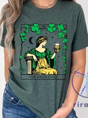 Sassy Lass Tarot Card Tshirt For Saint Patricks Day Irish Tee Lucky Shamrock Shirt And Hoodie Sweatshirt riracha 1 1