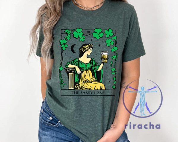 Sassy Lass Tarot Card Tshirt For Saint Patricks Day Irish Tee Lucky Shamrock Shirt And Hoodie Sweatshirt riracha 1 1