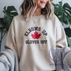 Embroidered Elbows Up Gloves Off Fun Hockey Unisex Sweatshirt Hoodie Canada Maple Leaf Shirt Sports Fan Apparel Canadian Pride riracha 1