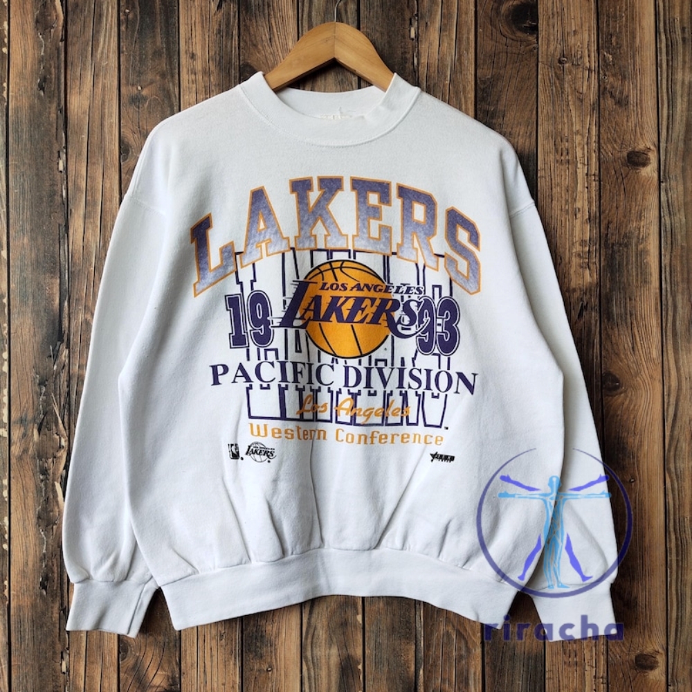 Vintage 90S Distressed Los Angeles Lakers Pacific Division Basketball Sweatshirt T Shirt Hoodie Crewneck Pullover Printed Logo riracha 1