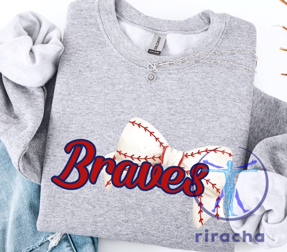 Atlanta Braves Coquette Bow T Shirt Braves Baseball Gift Kids Shirt Sweatshirt Crewneck riracha 1