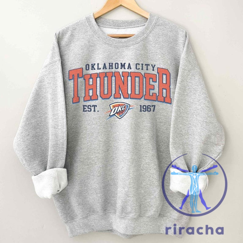 Vintage 90S Oklahoma City Thunder T Shirt Crewneck Sweatshirt Hoodie Retro For Women And Men Basketball Christmas riracha 1