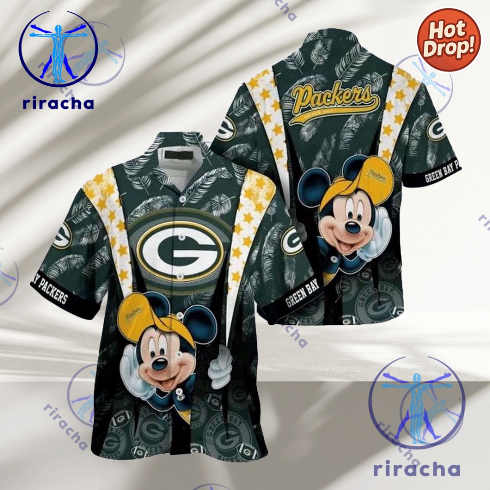 Green Bay Packers Mickey Mouse Hawaiian Shirt Aloha Button Up Shirts Mens Womens riracha 1