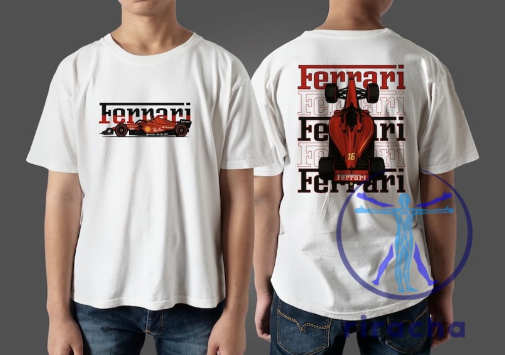 Vintage Ferrari Racing Graphic Tee 2 Sided Shirt Retro Formula 1 Car Unisex Tshirt Classic Italian Supercar Race Day riracha 1