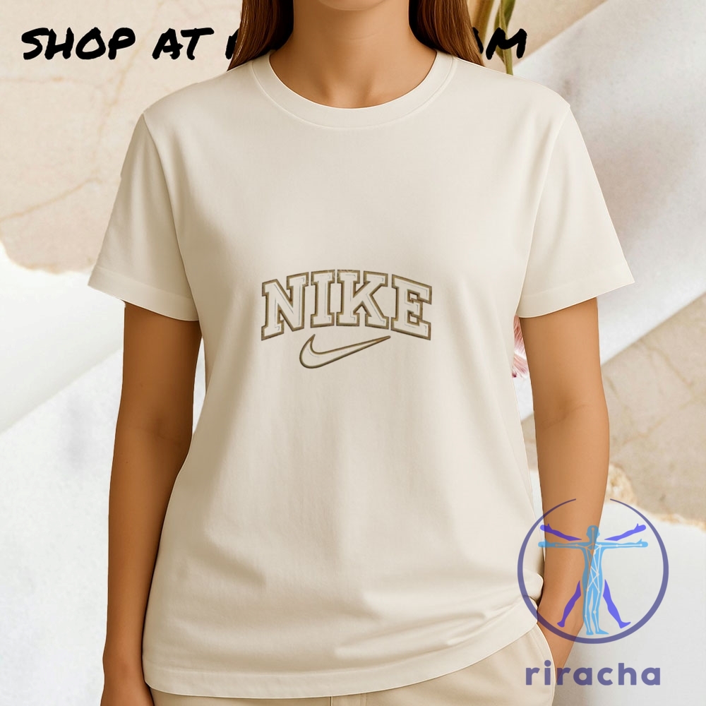 Top 10 Trending Embroidered Shirts for Summer 2025 You’ll Want to Wear Every Day 2 Retro Nike Inspired Vintage Spellout Embroidered Shirt Hoodie Sweatshirt