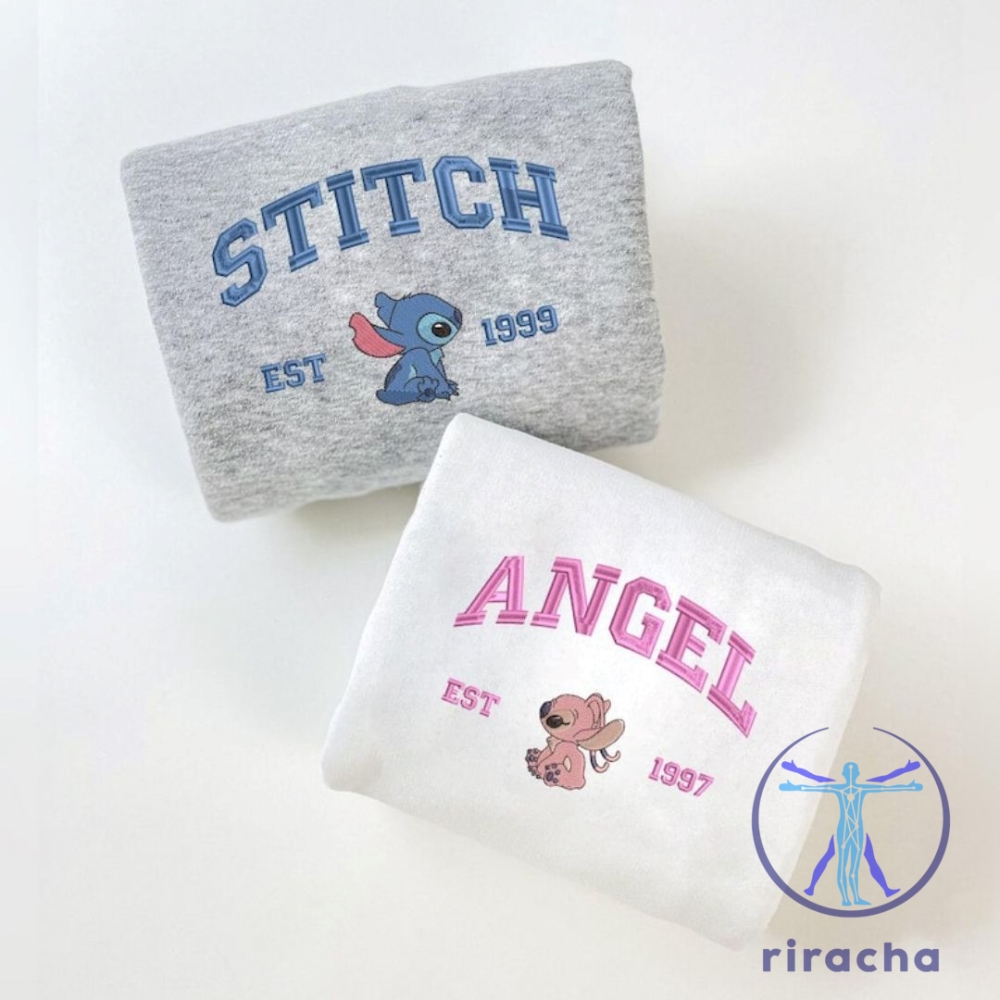 Stitch Couple Embroidered Shirt Sweatshirt Valentine Hoodie Cartoon Couple Gift Gift For Him Lilo Angel 11 Stitch Couple Embroidered Shirt Sweatshirt Valentine Hoodie Cartoon Couple Gift Gift For Him Lilo Angel