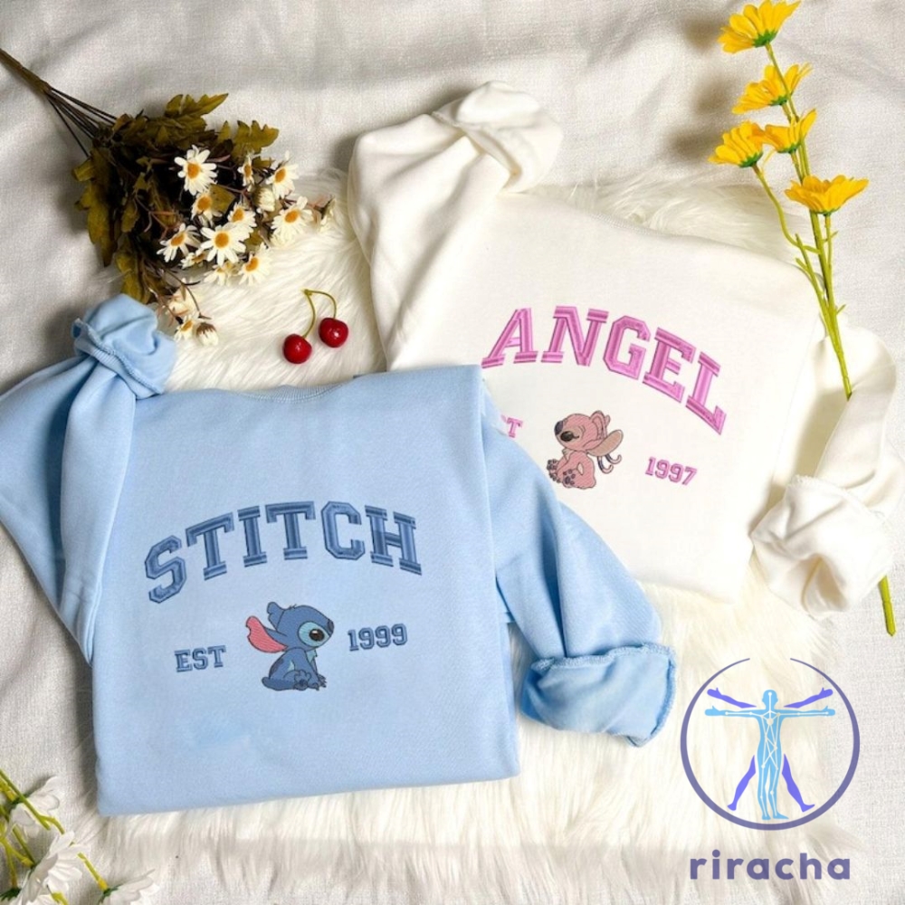 Stitch Couple Embroidered Shirt Sweatshirt Valentine Hoodie Cartoon Couple Gift Gift For Him Lilo Angel 12 Stitch Couple Embroidered Shirt Sweatshirt Valentine Hoodie Cartoon Couple Gift Gift For Him Lilo Angel