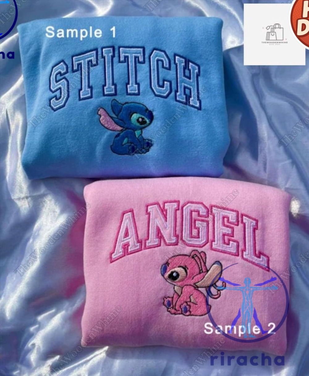 Stitch Couple Embroidered Shirt Sweatshirt Hoodie Anniversary Gift Valentine Shirt Angel 5 Stitch Couple Embroidered Shirt Sweatshirt Hoodie Anniversary Gift Valentine Shirt Angel