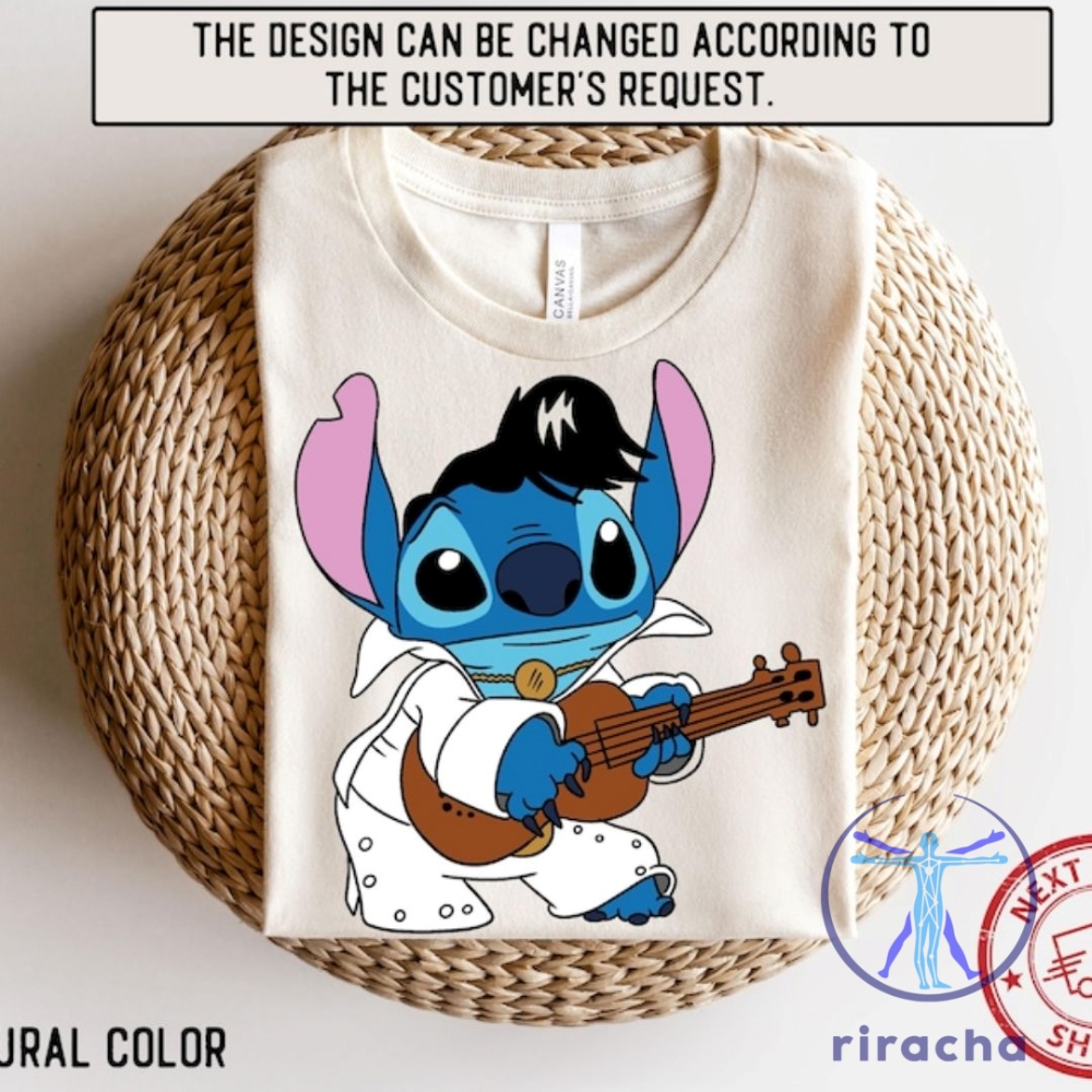 Stitch Music Lover Elvis Graphic T Shirt Retro Tee Gift For Fans Elvis Presley Lilo riracha 1