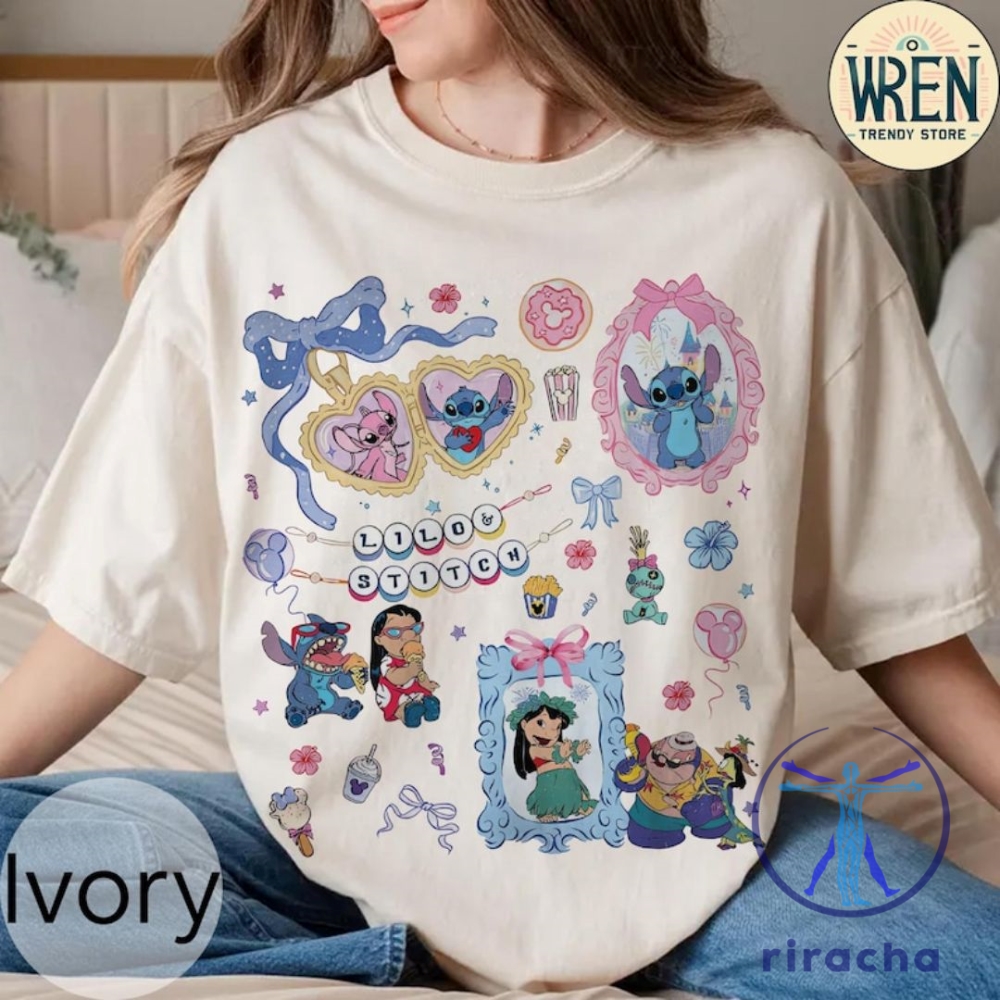 Stitch Coquette Retro Bows Hawaii Aesthetic Shirt Cute Summer Group Shirts Angel Lilo riracha 1