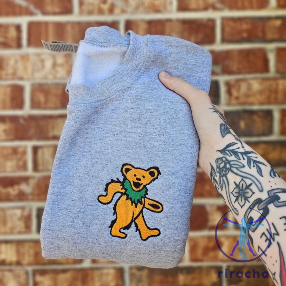 Grateful Dead Dancing Bear Embroidered Shirt Music Band Merchandise Classic Rock Sweatshirt 25 Grateful Dead Dancing Bear Embroidered Shirt Music Band Merchandise Classic Rock Sweatshirt
