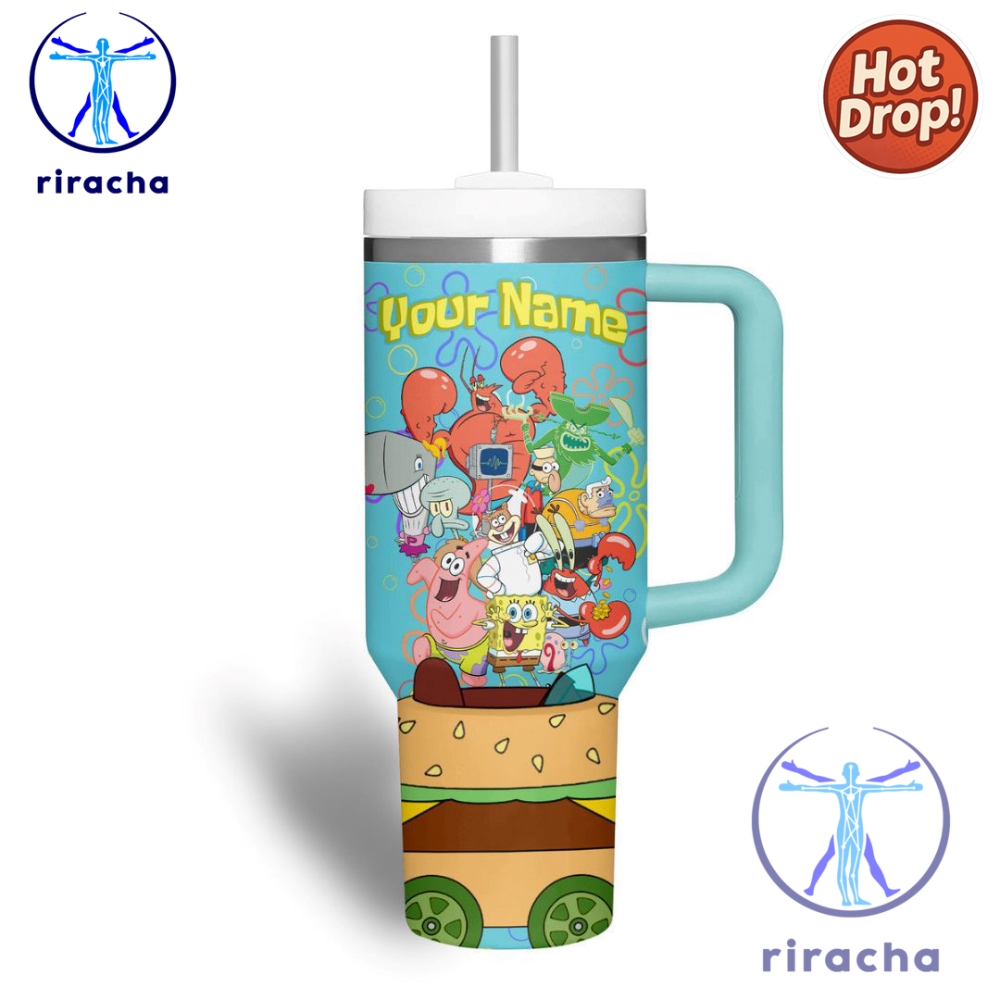 Spongebob Squarepants Cartoon Custom Stanley Cup 40Oz Tumbler With Handle 7 c