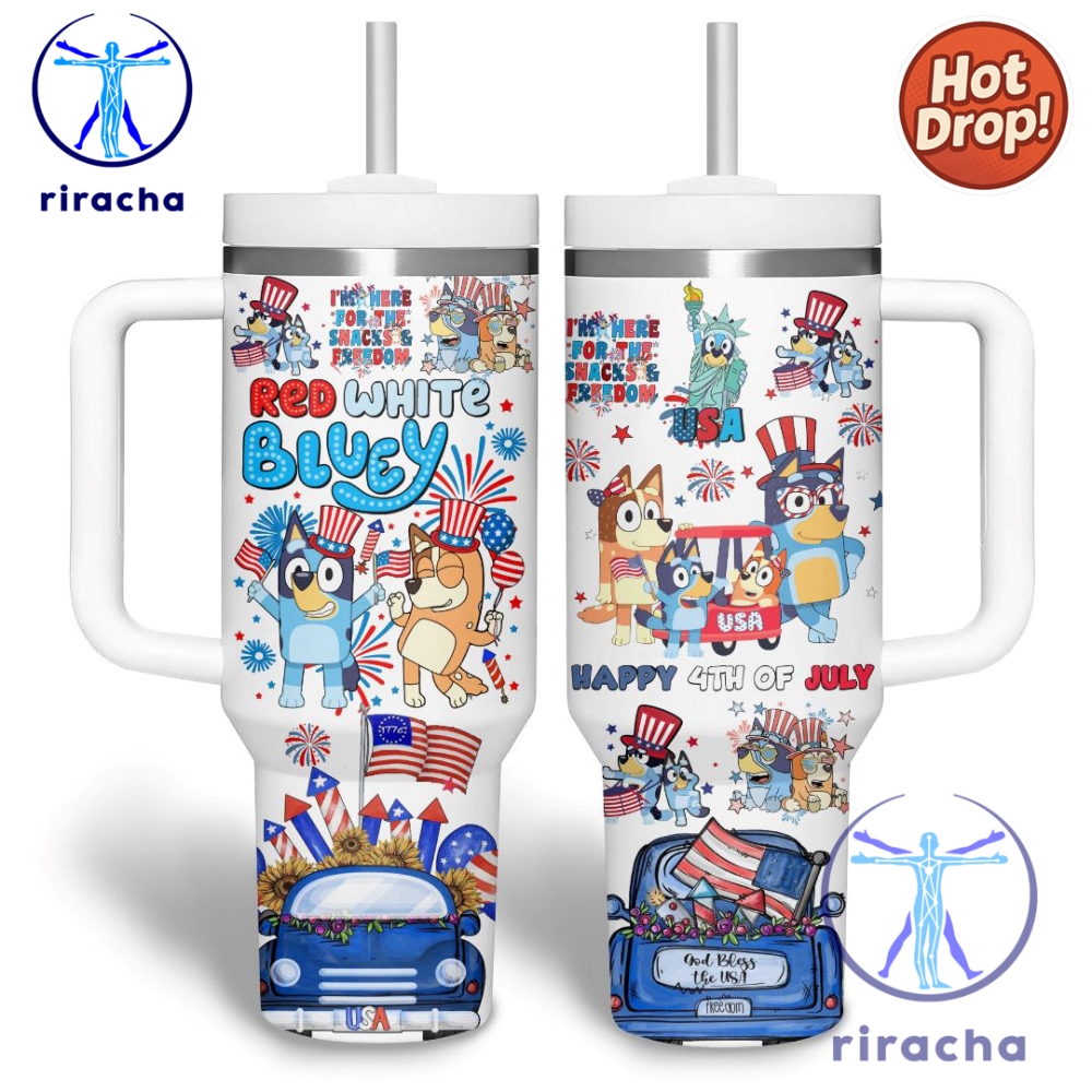 Bluey Cartoon Custom Stanley Cup 40Oz Tumbler With Handle riracha 1