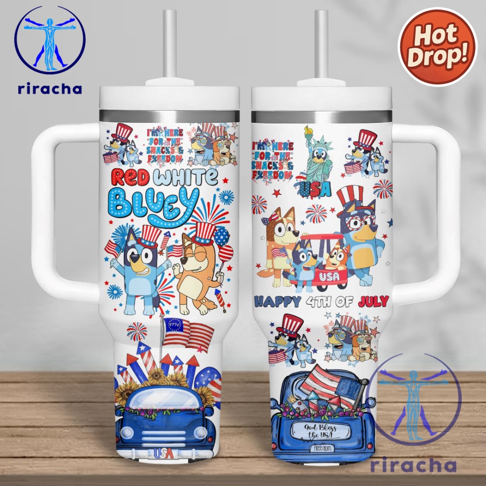 Bluey Cartoon Custom Stanley Cup 40Oz Tumbler With Handle 5 c