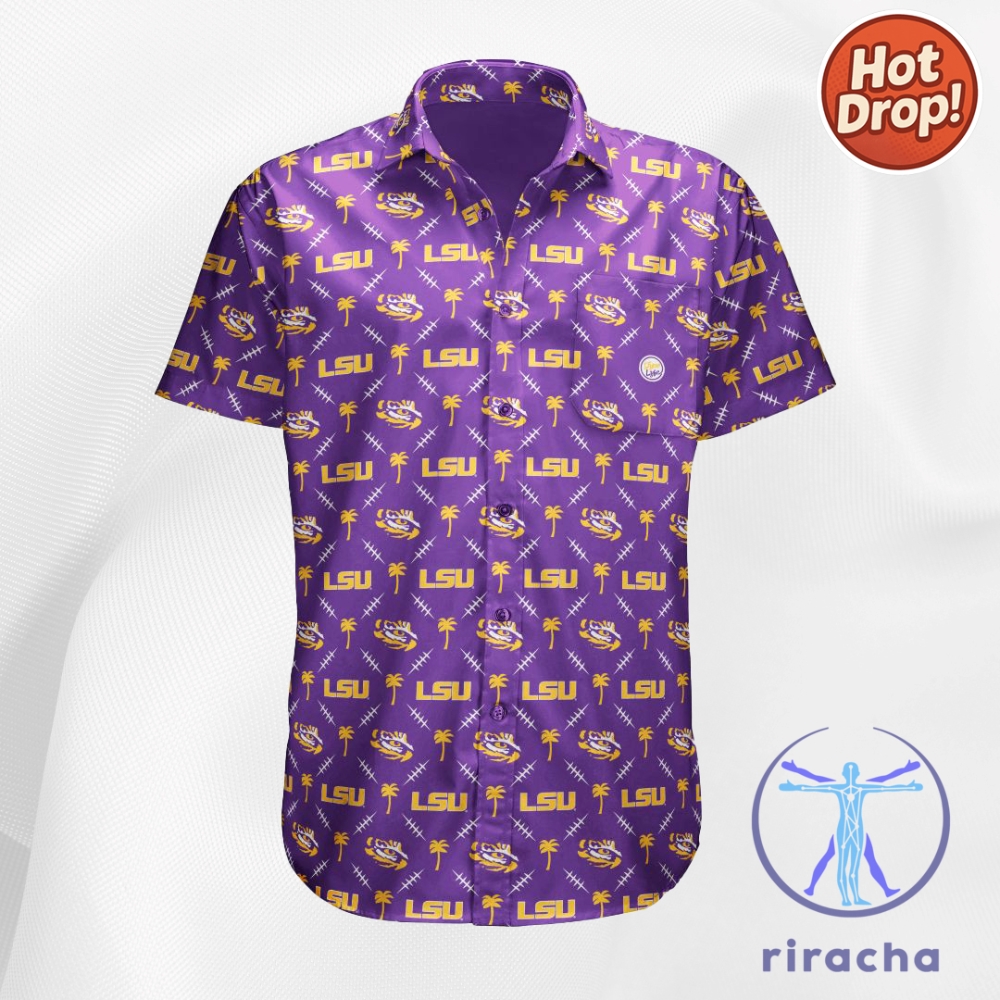 Champions of the Diamond: LSU Tigers 2025 Victory Style Collection 5 Lsu Tigers Mens Palm Set Button Up Hawaiian Shirt