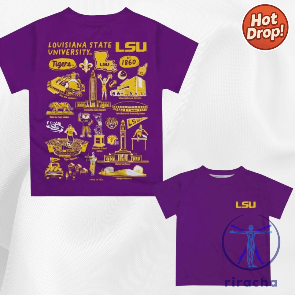Champions of the Diamond: LSU Tigers 2025 Victory Style Collection 6 Lsu Tigers Hand Sketched Short Sleeve 3D Shirt Hoodie Crewneck