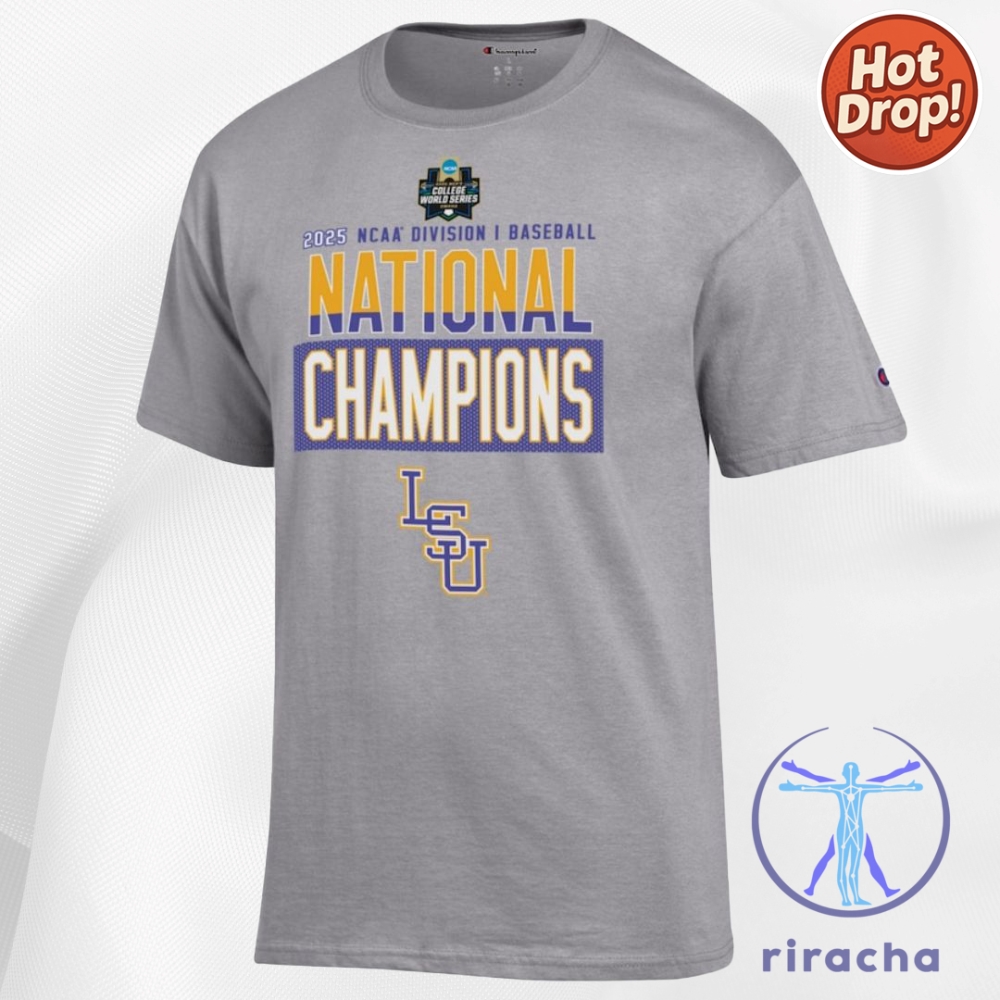 Champions of the Diamond: LSU Tigers 2025 Victory Style Collection 8 Lsu Tigers Champion 2025 Ncaa Baseball Mens College World Series Champions Locker Room T Shirt
