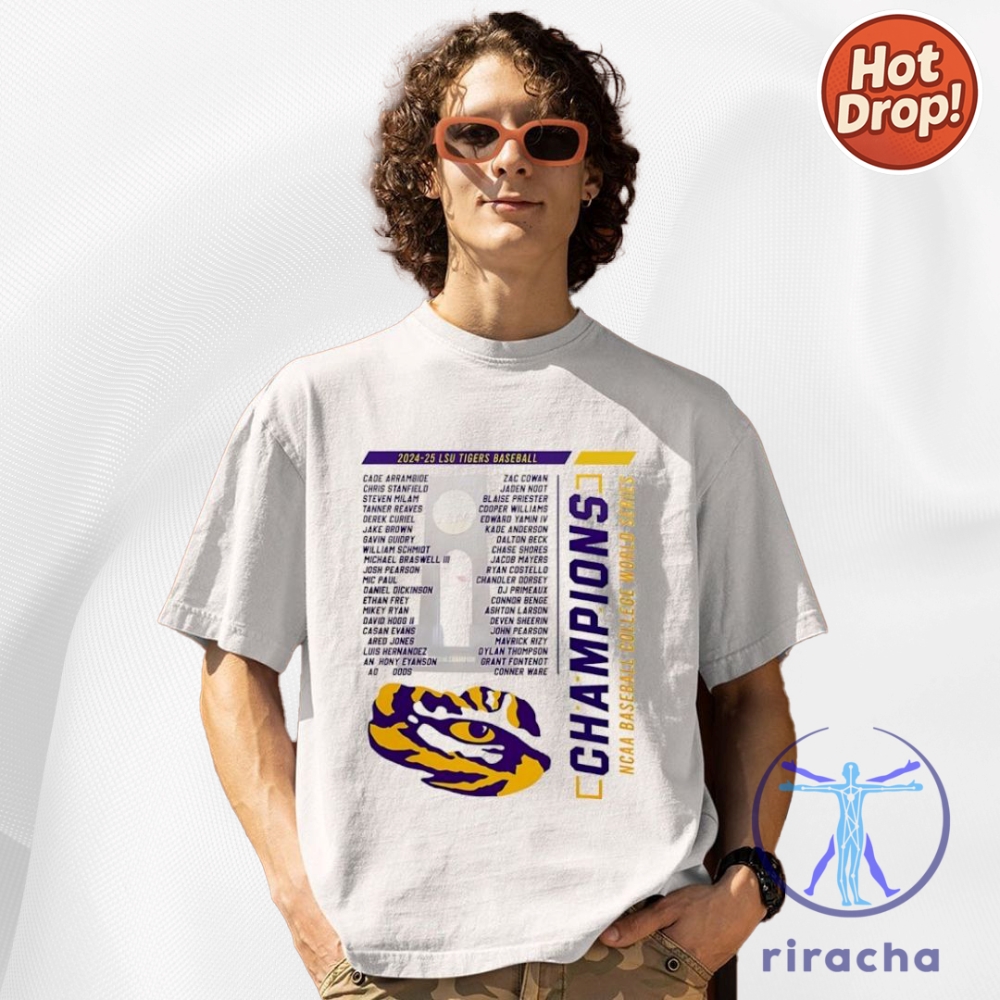 Champions of the Diamond: LSU Tigers 2025 Victory Style Collection 9 Nice Lsu Tigers Baseball 2024 2025 Ncaa College World Series Champions Rosters T Shirt