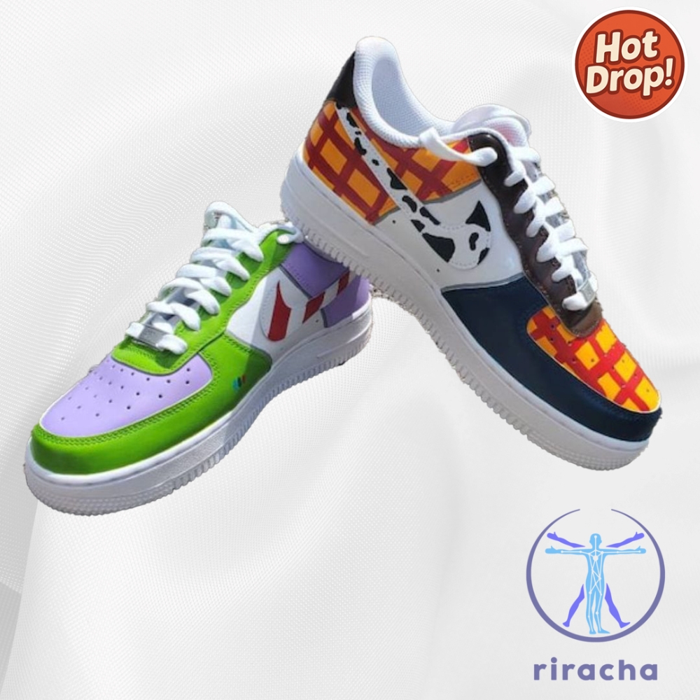From Anime to Americana: Bold Custom Sneakers & Clogs That Speak Your Style 10 Buzz And Woody To The Rescue Custom Air Force Ones Toy Story Af1