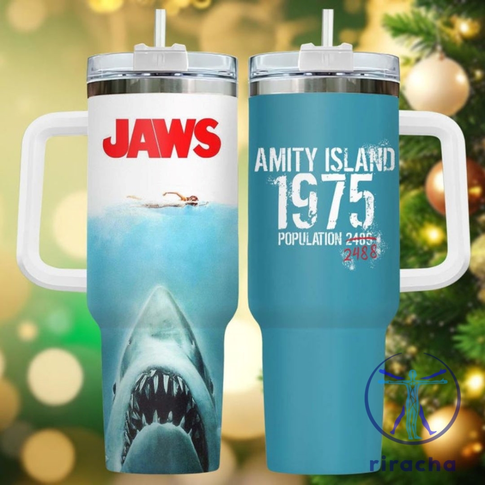 Movie Drinkware Apparel Jaws Amity Island Shark Inspired Stanley Cup Tumbler 40 Oz With Handle 7 Movie Drinkware Apparel Jaws Amity Island Shark Inspired stanley cup tumbler 40 oz with handle