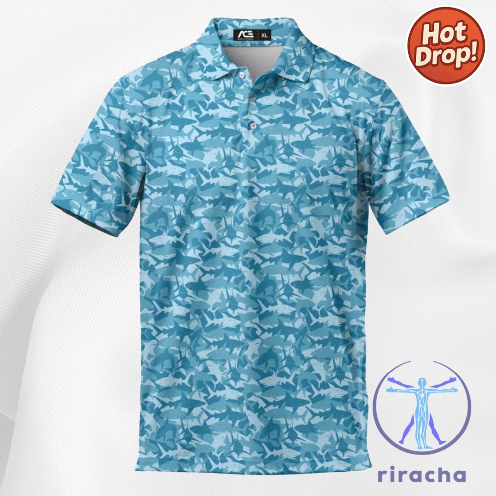From Sharks to Stardust: Unique Niche Apparel and Drinkware for Movie Buffs, Cat Lovers, and Summer Style Fans 6 Beach Style Menswear Shark Floral Summer Polo Shirt