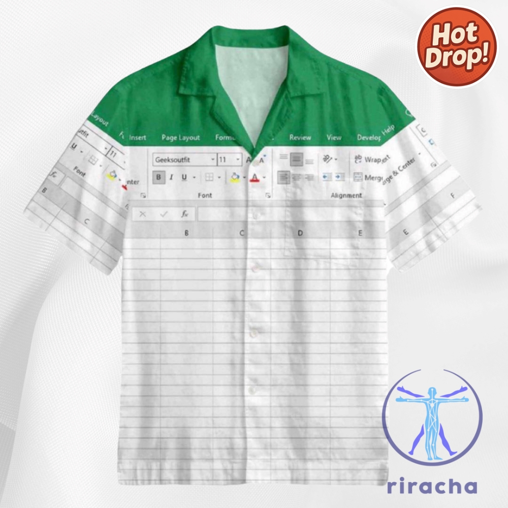 2025 Microsoft Excel Hawaiian Shirt Button Up Shirts