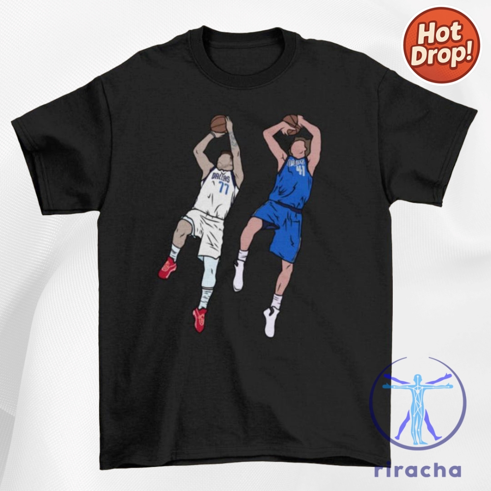 Statement Style: Bold Tees & Hoodies That Speak Louder Than Words 23 Luka Doncic And Dirk Nowitzki Fadeaway Tshirt Luka Doncic Shirt Near Me Hoodie Sweatshirt